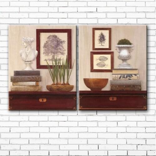 Pastoral book table flowers scenery canvas printings oil painting printed on canvas home living room wall art decoration picture