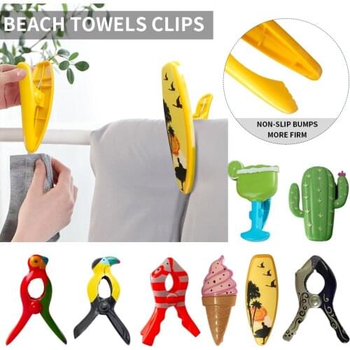 Animal Shape Plastic Beach Towel Pegs Clothespin Clips Summer Large Bright Colour Clothes Clip To Sunbed Towel Clip Beach Clip