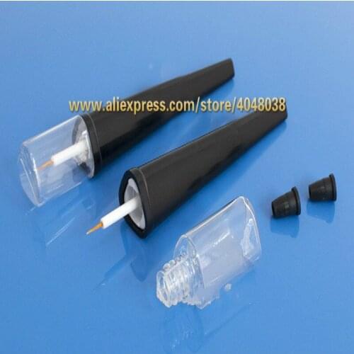 5ML 60pcs/lot Clear Empty Eyeliner Tube n Black Cap, Eyelash Growth Liquid Refillable Bottle, Cosmetic Eyelash Glue Storage Tube