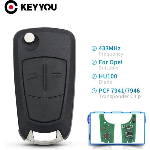 KEYYOU PCF7946 PCF7941 433MHz Flip Remote Key For Opel Vauxhall Astra H 2004-2009 Zafira B 2005-2013 Vectra C 2002-2008 Signium