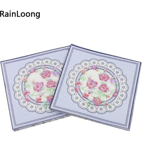 [RainLoong] Beverage Lilac Paper Napkins Flower Event & Party Tissue Napkins Decoration Serviettes 33cm*33cm 1 pack (20pcs/pack)