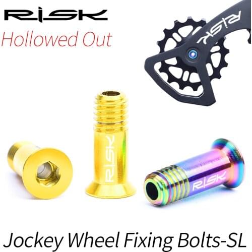 RISK 2pcs/box Road Mountain Bike Bicycle Hollowed Out M5x14.2 Rear Derailleur Pulley Jockey Wheel Fixing Bolts SL Screw Titanium