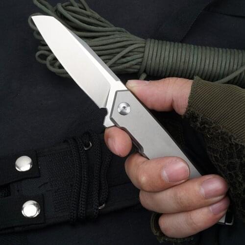 Flipper Folding Knife Titanium Handle D2 Steel Blade Outdoor Hunting Pocket EDC Tools Pocket Knives Gift