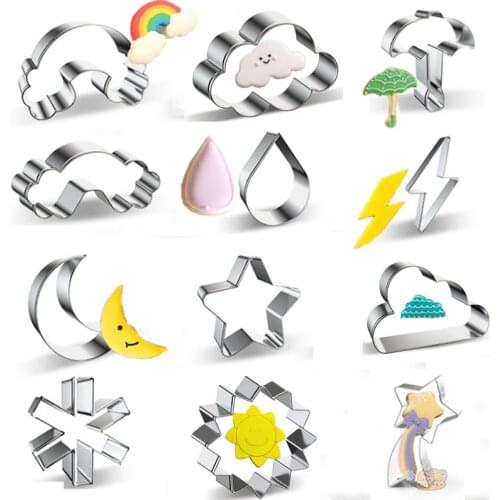 Sun water drops lightning rainbow moon metal Cookie Cutter Cookware Biscuit Mold Fondant Cake Tools Baking Mold DIY