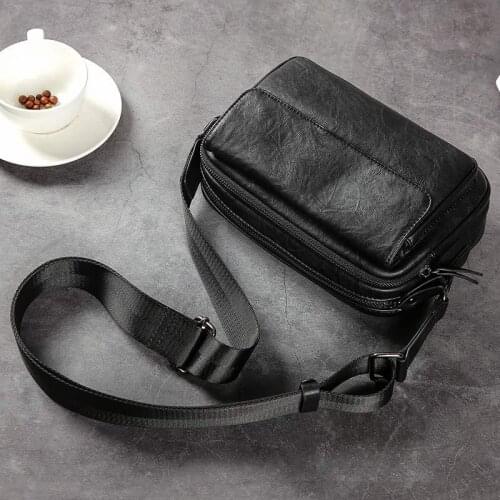 New Fashion PU Leather Crossbody Bags men Brand Small Male Shoulder Bag casual mens music chest bags messenger bag