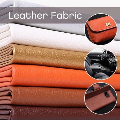 100cmx138cm Width Solid Lychee Pattern Imitation Leather Sofa Cloth PU Leather Faux Embossed Fabric Bag DIY Sewing Material