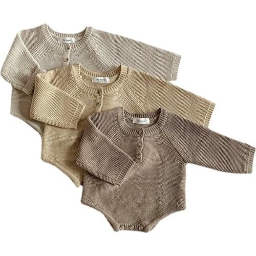 Toddler Baby Knitted Bodysuit Boys Girls Infant Jumpsuit Knitwear Outfits Newborn Rompers Baby Sweater Clothes