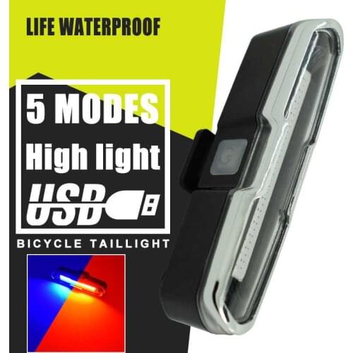 WasaFire 5 Modes LED Bike Taillight COB Red Blue Dual Color Bicycle Light USB Rechargeable Cycling Rear Flash Lamps Super Bright