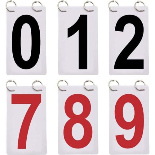 0-9 Score Number School Sports Competition Digit Scoreboard Replacement Cards with rings for school indoor outdoor sports games