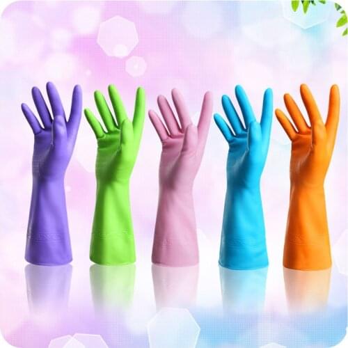 1 Pair Long Sleeve Wash Dishes Household Cleaning Gloves Kitchen Waterproof DishWashing Gloves Rubber Bands Gloves Scrub Glove