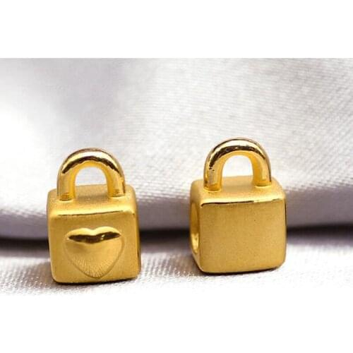 1pcs Solid 24K Yellow Gold Bracelet 999 Gold Heart Lock Bracelet 0.84g