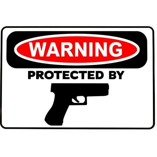 15cm * 10cm Creative Protection Pistol Decal Warning Cool Car Sticker Pvc Personality Fashion Body Waterproof Exquisite Decorate
