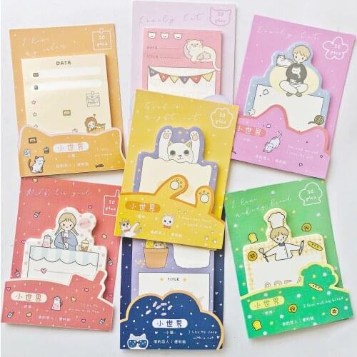 30 Sheets/Pack Kawaii My Little World Cats Memo Pads Message To Do List Stationery Memo Sheets Sticky Note Notepads Stationery