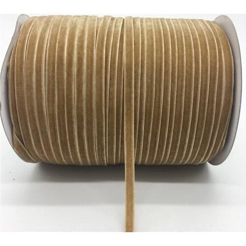 5Yards/lot 1/4" 6mm Khaki Soft Comfortable Velvet Ribbon Headband Clips Bow Wedding Christmas Decoration
