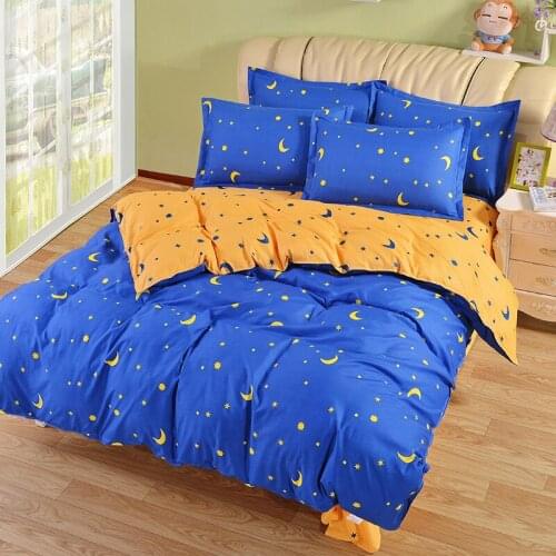50AB Sides 100% Polyester Duvet Cover Moon Stars Print Bedding Cover For Adults Double Bed Home Textile XF639-18