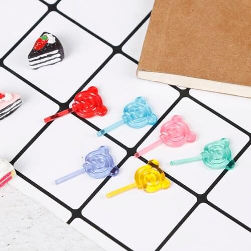 6Pcs 1:12 Scale Bear Shape Lollipop Simulation For Dollhouse Miniature Toy Doll Mini Resin Food Kitchen Gift Doll Accessories