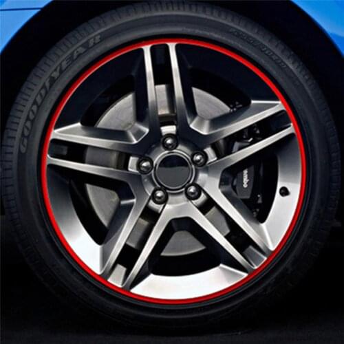 8M Red Tire Guard Protector Line Glue Rubber Moulding Styling Trip for All Universal Auto Car Wheel Hub Rim