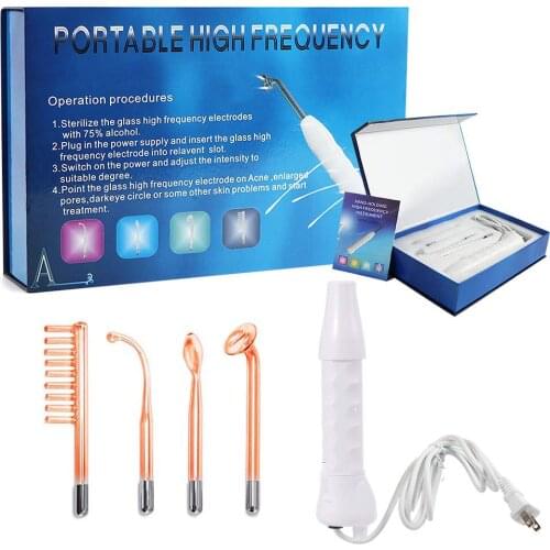 4 In1 High Frequency Facial Machine Electrotherapy Wand Glass Tube Beauty Device Machine Acne Spot Remover Skin Care Spa