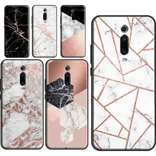 ROSE GOLD MARBLE GRANITE BLING For POCO F3 F2 M3 X3 Pro Phone Case For Xiaomi Mi 11 Lite Note 10 Mi 9T 10T Pro 11 Ultra