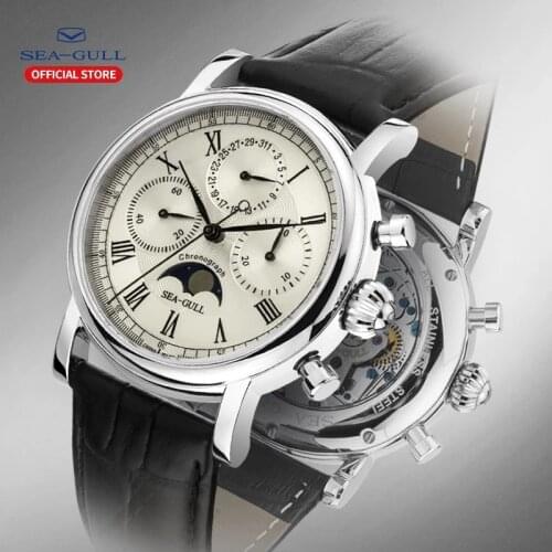 Seagull Top brand Watch Mens Sports And Leisure Chronograph Mens Sapphire Waterproof Moon Phase Mechanical Watch Mens watch