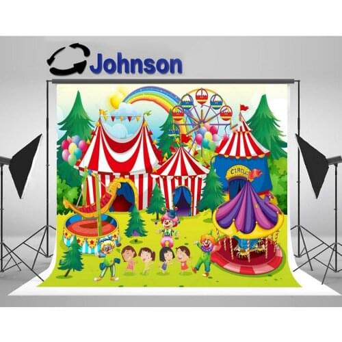 Circus tent striped fiesta carousel background High quality Computer print party backdrop
