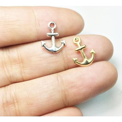 Eruifa 20pcs 10mm Nice Boat Anchor Coin Zinc Alloy necklace,earring bracelet jewelry DIY handmade Gold and Burnished silver