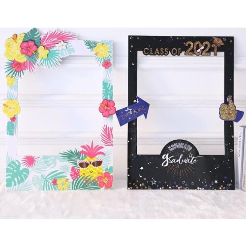 Happy Graduation photo frame hands hold balloon decor Hawaiian Summer Party Decorations DIY Frame Photo Props Party Celebration