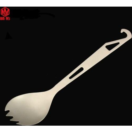 1PC Portable Titanium Alloy Fork Spoon Tableware Outdoor Camping Multifunction Titanium Alloy Fork Spoon Tableware