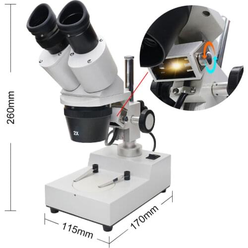Wholesale Retail 20X 40X Binocular Stereo Microscope w/ Top 12V/10W Halogen Lamp for Cell Phone PCB Inspection Repairing