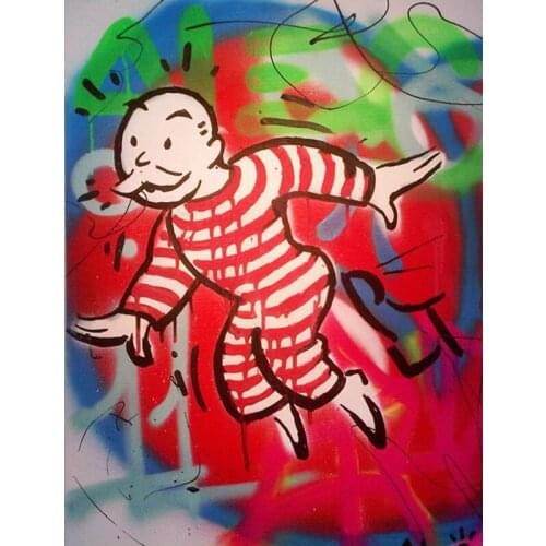 Handmade canvas pop art Alec Graffiti art make a dream painting money on canvas wall urban pictures for living room street art