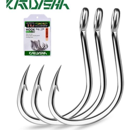 KATYUSHA 10Pcs Crank Jig Head Fishing Hooks 1/0-5/0# Barbed Single Circle Carp Hooks High Carbon Steel Fishhooks Fishing Tackle