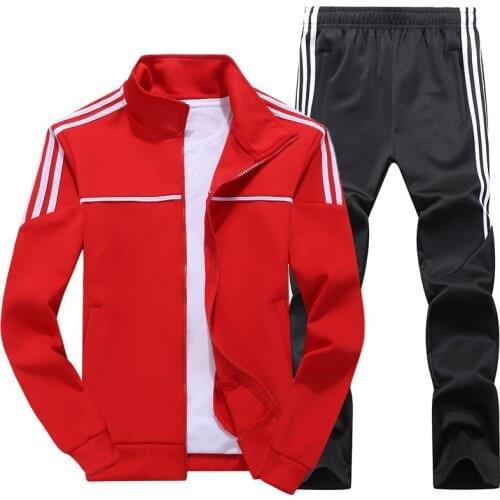 New Mens Set Spring Autumn Man Sportswear 2 Piece Sets Sports Suit Jacket+Pant Sweatsuit Male Tracksuit Asia Size M-5XL