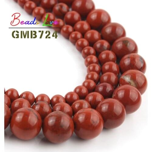 Natural Stone Beads Red Jaspers 4 6 8 10 12MM Round Loose Beads for Beadwrork Jewelry Making Diy Bracelet Necklace 15'' Strand
