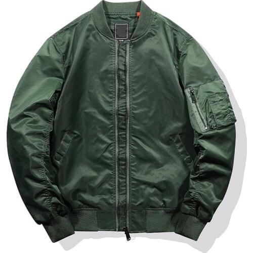 Fad New Autumn Men Bomber Jacket Thin Loose Baseball Coat Men Zipper Military Jacket Pilot Coat