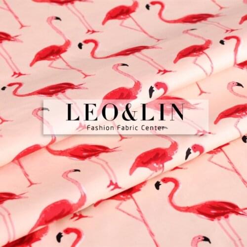 LEO&LIN Light Orange Vintage Cloth Red Flamingo Poplin Satin Patchwork Cotton Fabric Sewing Design Tissus 145cm width 50%OFF