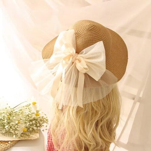 Menoea Children Hats 2021 Summer Toddler Girls Elegant Princess Hats Baby Bow-knot Chiffon Party Holiday Kids Accessories Caps