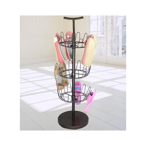 Foreign trade genuine creative fashion coffee white paint three rotating circular wrought iron hanging shoe rack