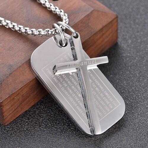 Men Necklaces Biblical Stainless Steel Jesus Cross Pendant Necklace for Male Female