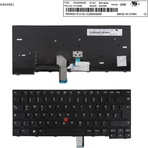 German QWERTZ New For Lenovo Thinkpad E470 E470C E475 Laptop Replacement Keyboard Black with Pointer