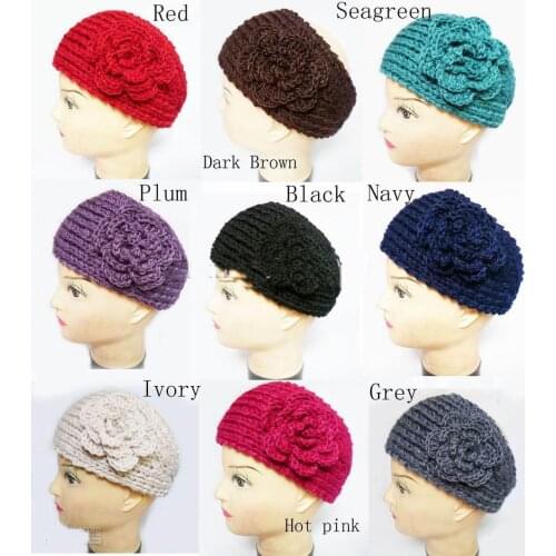 2013 New Crochet Head Wrap Head Band Ear Warmer with flower Mix colour Free shipping 50pcs