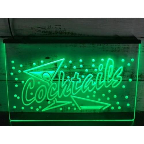 I112 OPEN Cocktails Bar Pub Club LED Neon Light Sign