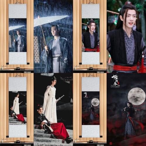 35cm*100cm The Founder of Diabolism Wang Yibo Xiao Zhan Poster Scroll Picture Cosplay Prop Wall Decor for Women Men Gift 1pcs