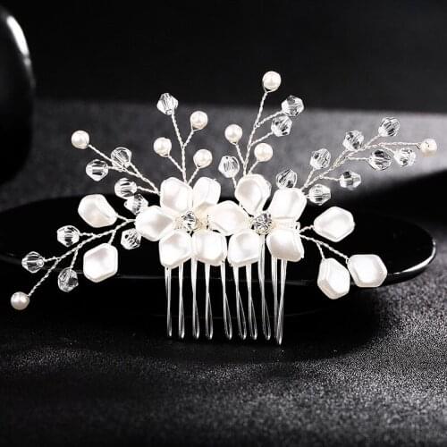 Silver Color Bridal Hair Comb Hairpins Pearl Crystal Flowers Hair Comb Jewelry Accessory Hair Clip Bride Bridesmaid Wedding