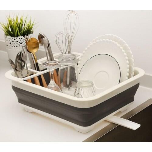 Folding Dish Rack Home Kitchen Organizers Kitchen Storage Boxes Shelf Plate Dish Drainer Bowl Cup Spoon