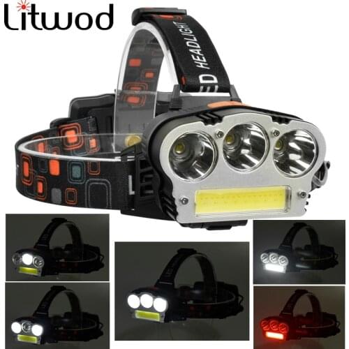 LED + cob Headlamp Head light Lamp Flashlight Lanterna 7 Switch Model recharable use 3 * 18650 battery For Camping Headlight