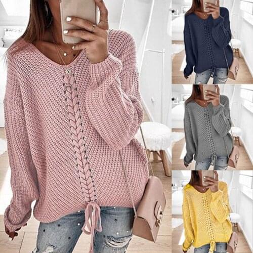 Loose Knitted Sweater Women Sexy O Neck Tops Oversized Batwing Sleeve Pullover Autumn Casual Bandage Knitwear