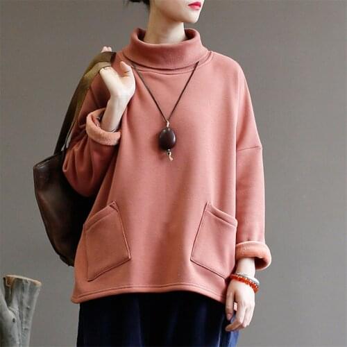 SCUWLINEN 2021 New Winter Thick Tops Solid Turtleneck Long-sleeve All-match Sweatshirts P155