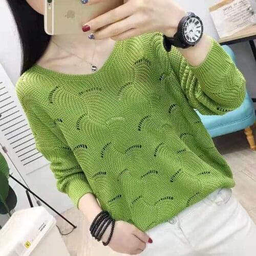 V-neck Knitted Hot Tide Thin Winter Korean Casual Simple Chic Tops Fashion Pullovers Sexy Sweater Women Fall Soft Cotton Loose