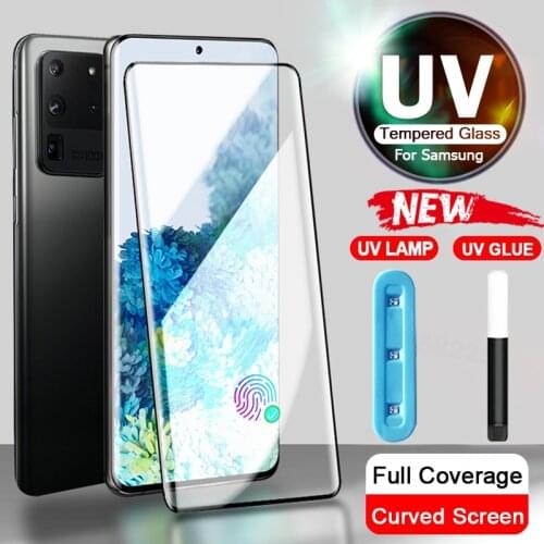UV Tempered Glass For Samsung Galaxy S10 S9 S8 S20 S21 Plus Ultra Full Liquid Screen Protector Note 8 9 10 Plus 20 Ultra No Film
