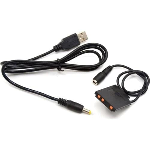 USB Power Bank Cable to 4017 + Li40B Li42B dummy battery CP-45 DC Coupler for Pentax D-Li63 Fuji NP45 Nikon EN-EL10 KLIC-7006